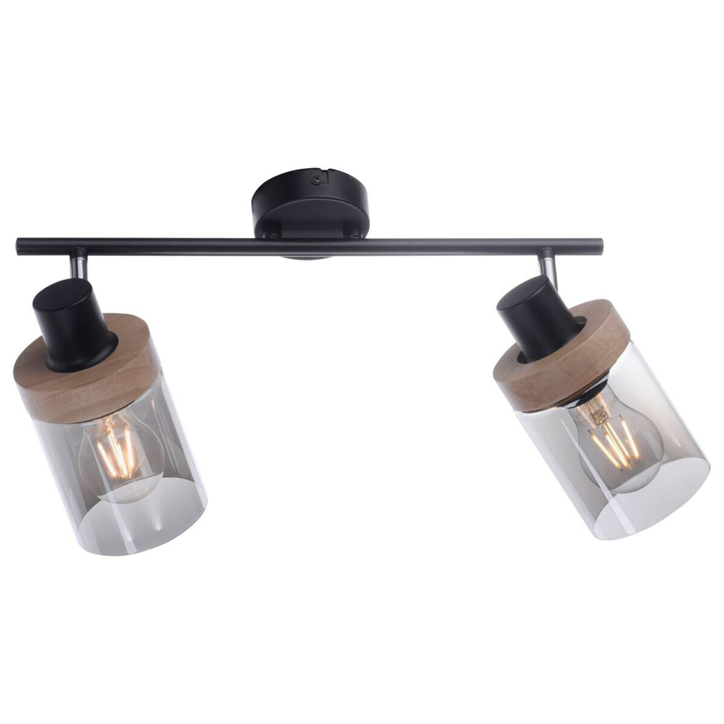 Just Light Spot Pasqual schwarz Rauch Metall Glas B/H/L: ca. 24x30x64 cm E27 2 Brennstellen