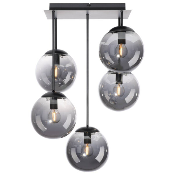 Just Light Deckenleuchte BIG WIDOW 14602-18 schwarz Rauchglas Metall B/H: ca. 39x58,5 cm E14 5 Brennstellen Just Light Deckenleuchte BIG WIDOW 14602-18 schwarz Rauchglas Metall B/H: ca. 39x58,5 cm E14 5 Brennstellen