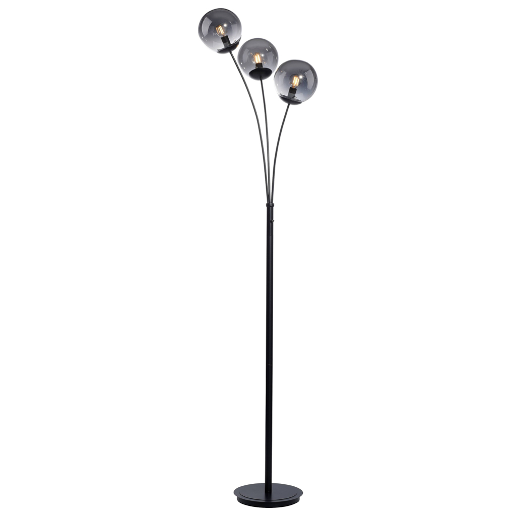 Just Light Stehlampe BIG WIDOW 14603-18
schwarz Rauchglas Metall B/H: ca. 35×185 cm E14 3 Brennstellen