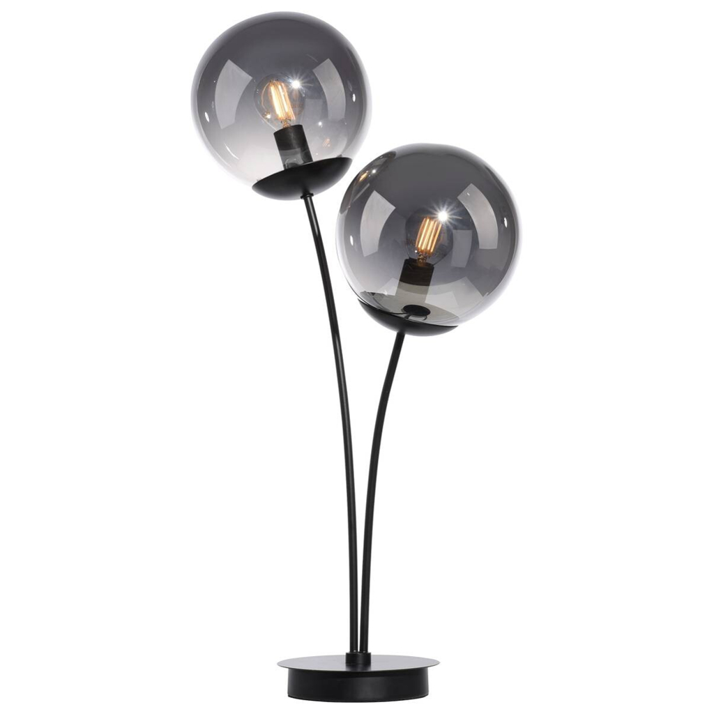 Just Light Tischleuchte BIG WIDOW 14605-18
schwarz Rauchglas Metall B/H: ca. 33,5×60 cm E14 2 Brennstellen