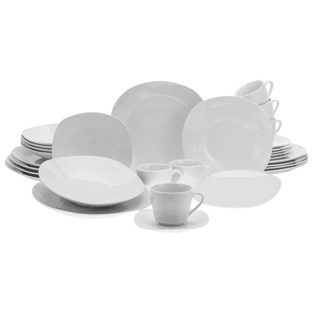 CreaTable Kombiservice Square weiß Porzellan 30 tlg