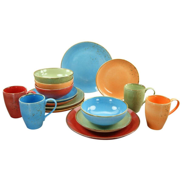 CreaTable Kombiservice NATURE bunt Steinzeug 16 tlg