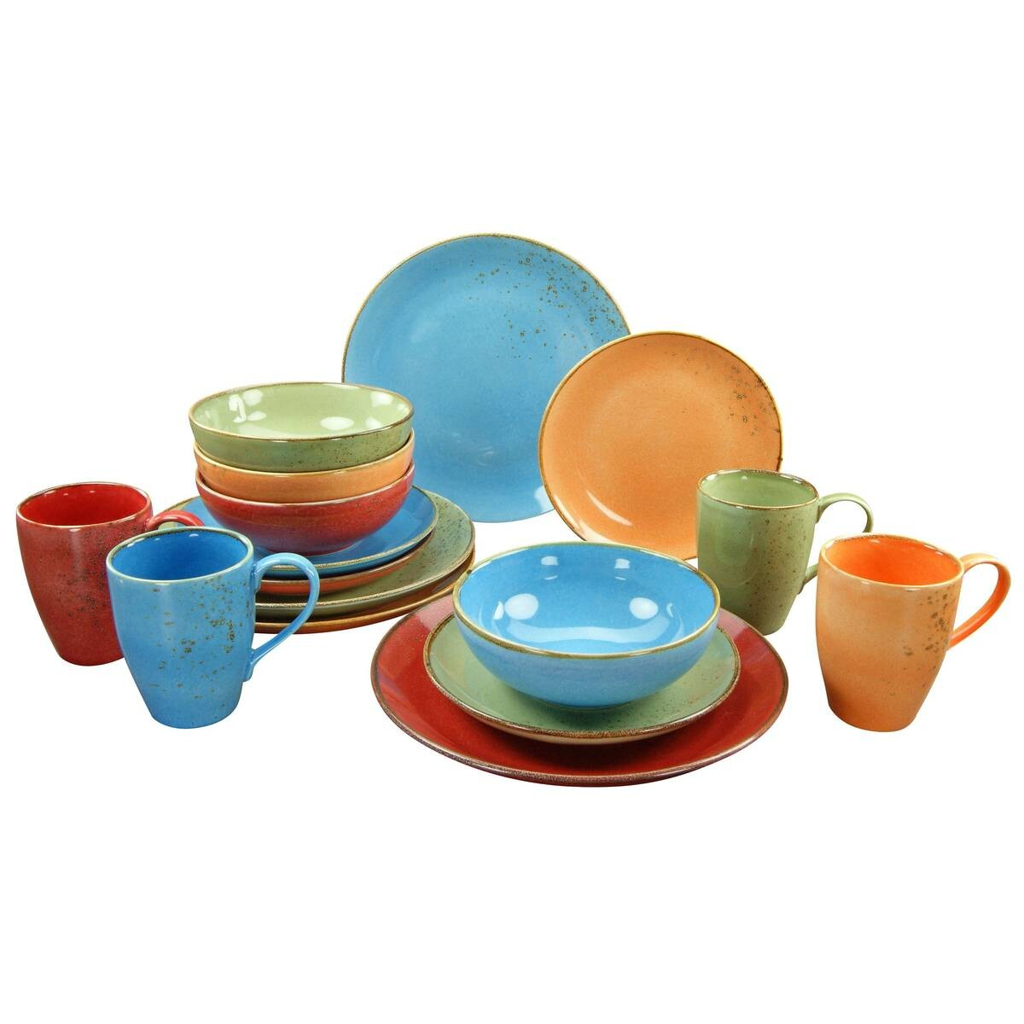 CreaTable Kombiservice NATURE bunt Steinzeug 16 tlg