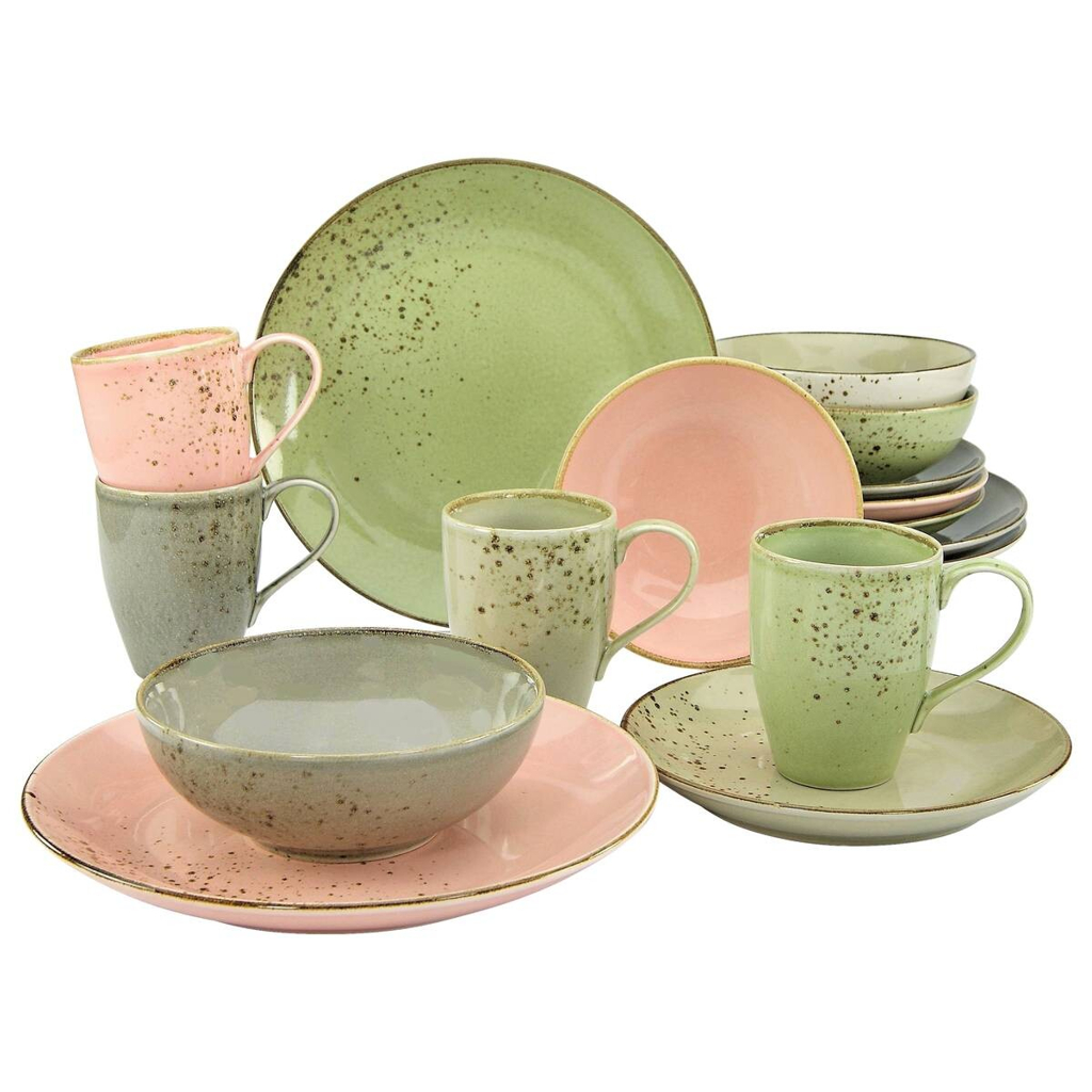 CreaTable Kombiservice Nature Collection VINTAGE GARDEN multicolor Steinzeug 16 tlg