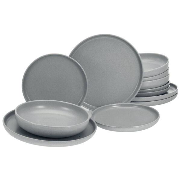 CreaTable Tafelservice Uno grau Steinzeug 12 tlg