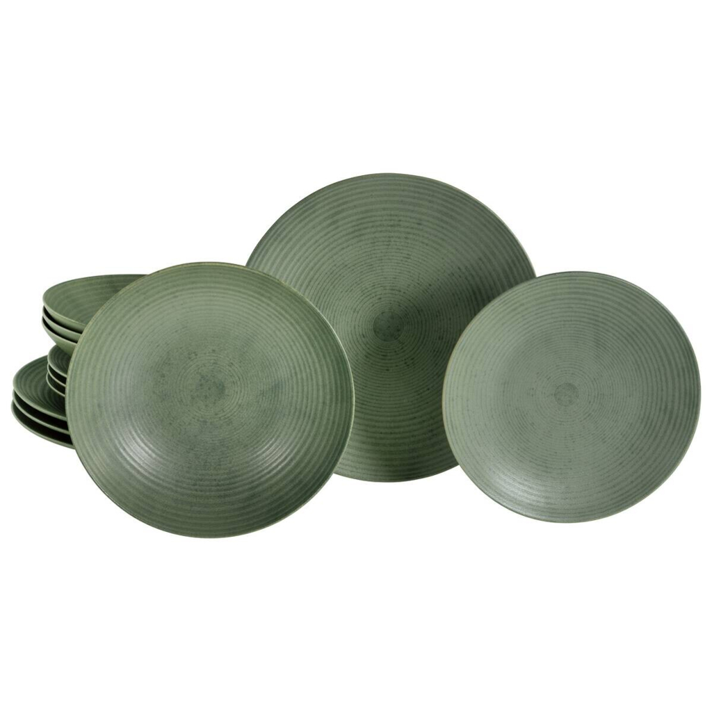CreaTable Tafelservice Catania Eukalyptus grün Steinzeug 12 tlg
