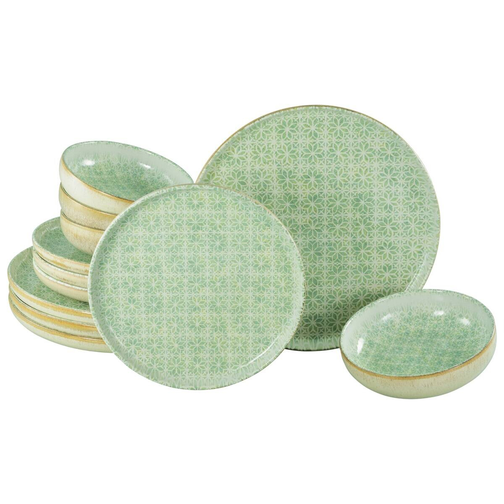 CreaTable Tafelservice Uno Emiliana grün Steinzeug 12 tlg