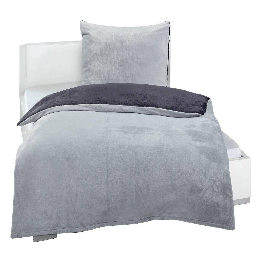 POCO Microfaser Bettwäsche Cashmere touch silber Polyester B/L: ca. 135x200 cm