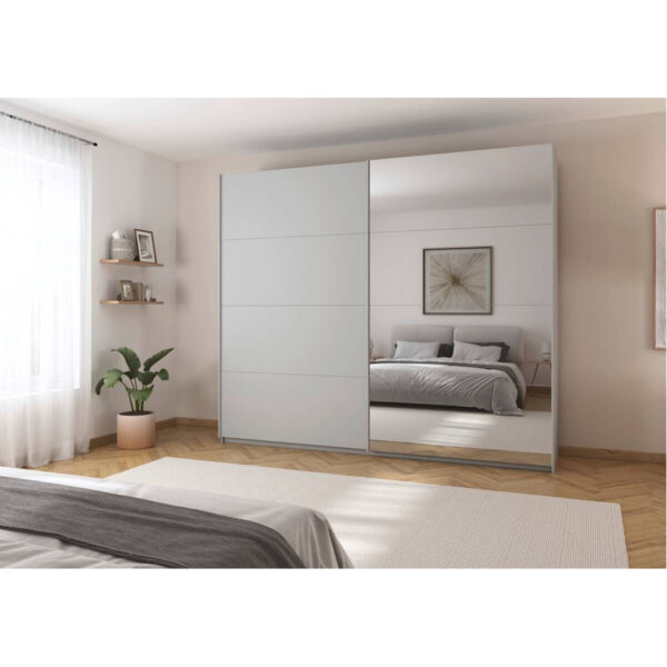 POCO Schwebetürenschrank Quadra Seidengrau B/H/T: ca. 270x229x62 cm