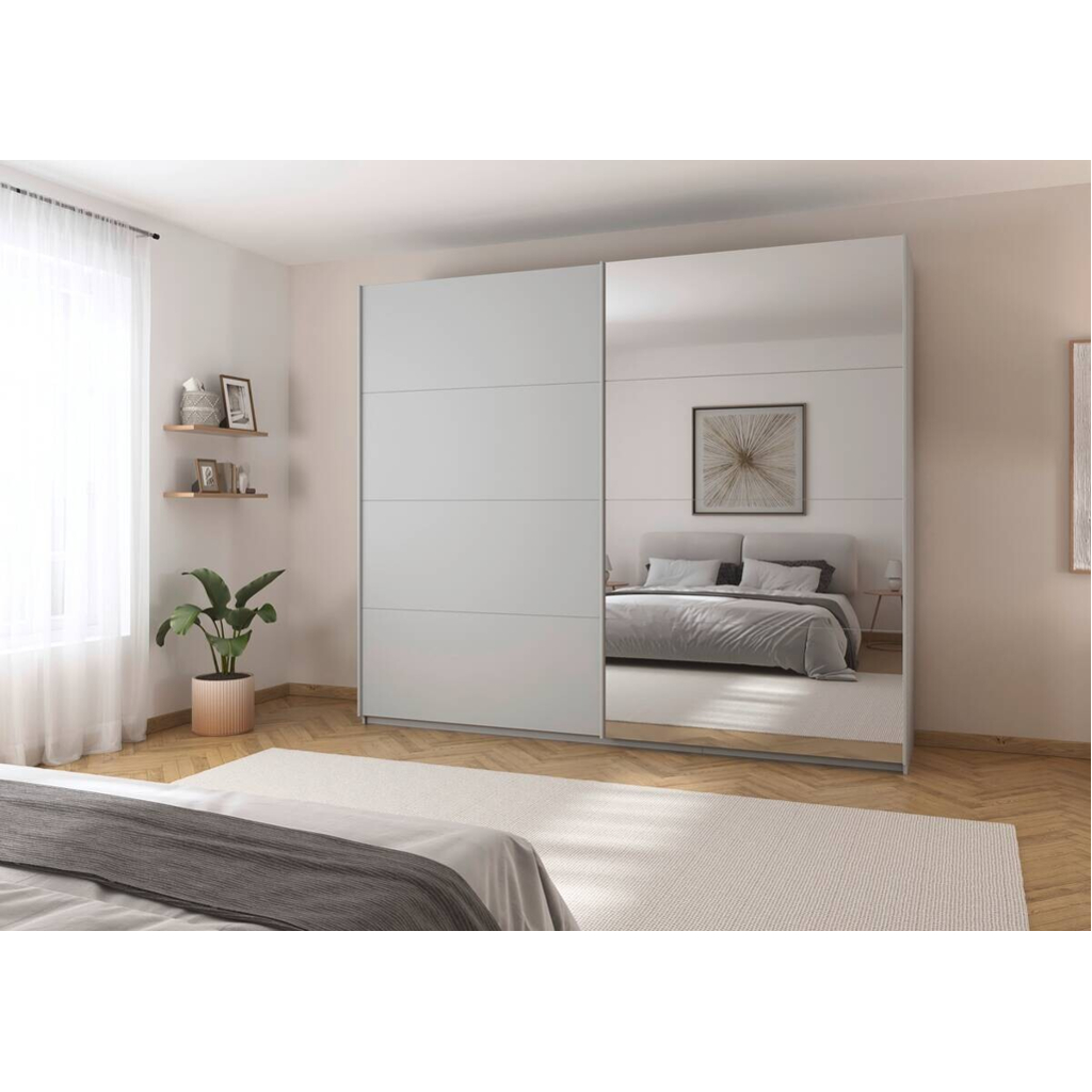 POCO Schwebetürenschrank Quadra Seidengrau B/H/T: ca. 270x229x62 cm