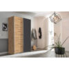 POCO Schwebetürenschrank Quadra Eiche Artisan grau B/H/T: ca. 136x210x57 cm