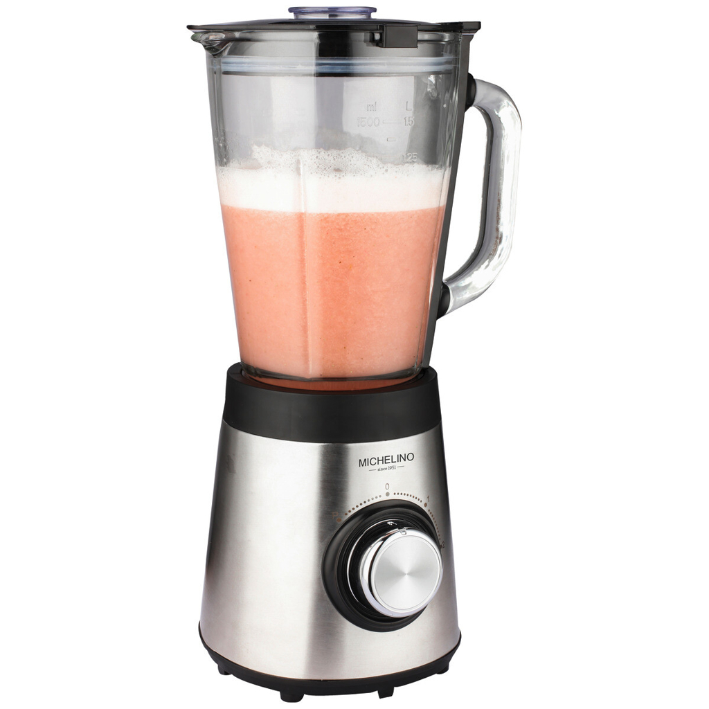 MICHELINO Stabmixer 74251 stahlfarbig schwarz klar Edelstahl Kunststoff Glas B/H/T: ca. 21x37x17 cm