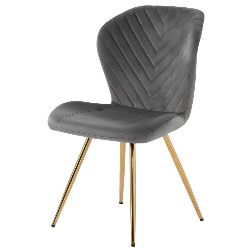POCO Stuhl grau gold Metall Samtoptik
