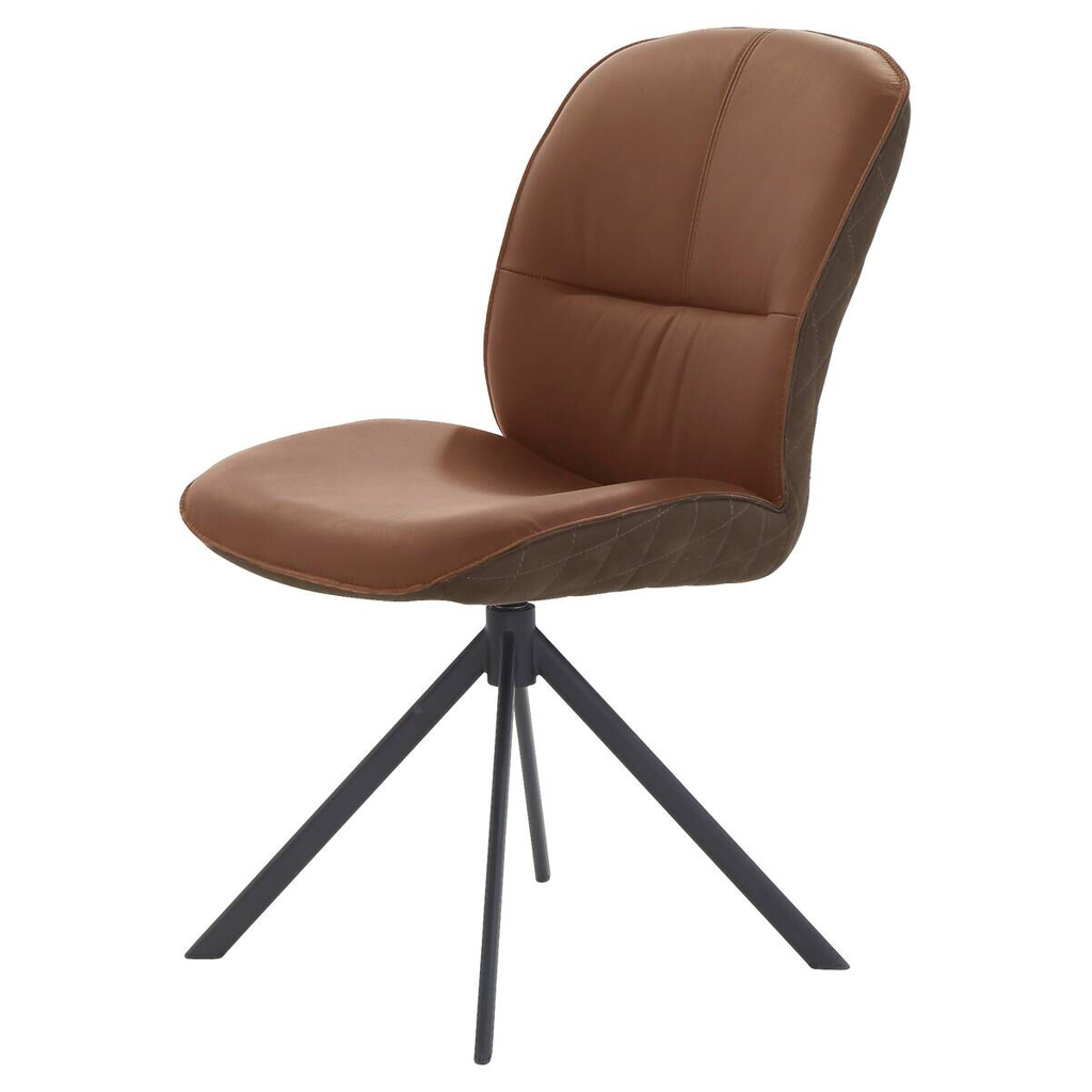 POCO Drehstuhl Cognac braun Leder Microfaser B/H/T: ca. 47x88x63 cm