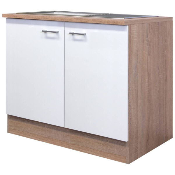 4047584026800 Spülenschrank Samoa
weiß Eiche Nachbildung B/H/T: ca. 100x85x60 cm
