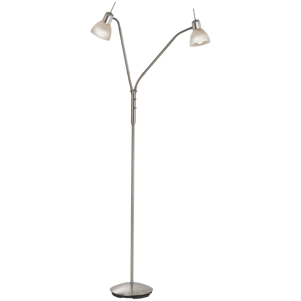 Nowa Stehlampe 41890201
weiß nickel matt Metall Glas H/D: ca. 145×45 cm E14 2 Brennstellen