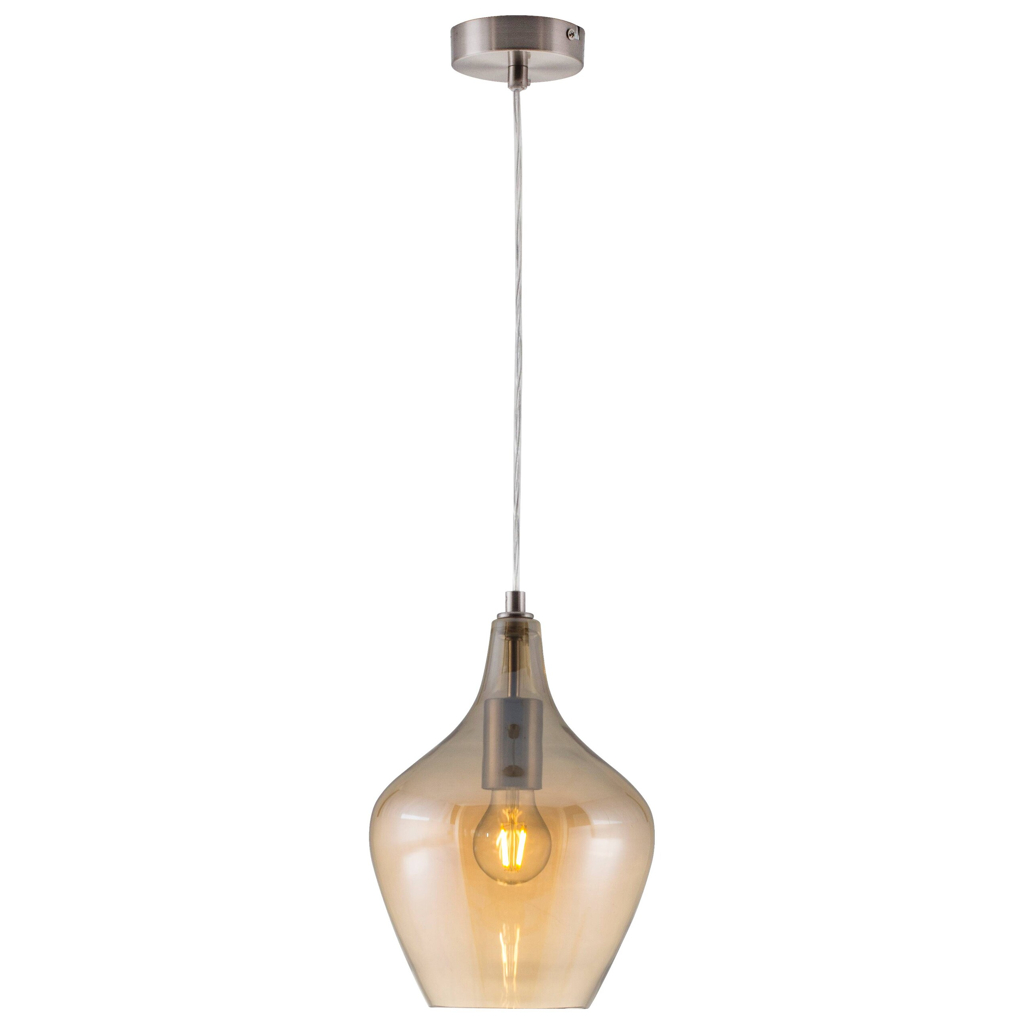 Nowa Pendelleuchte 30620123
nickel matt amber Glas Metall H/D: ca. 150×22 cm E14 1 Brennstellen