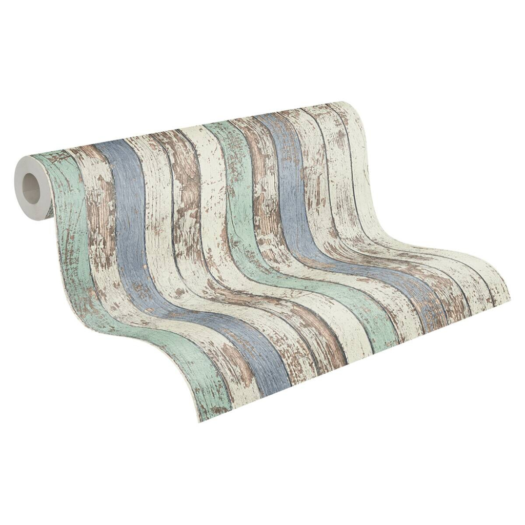A.S.Creation Vliestapete Elements Holzoptik blau B/L: ca. 53x1005 cm