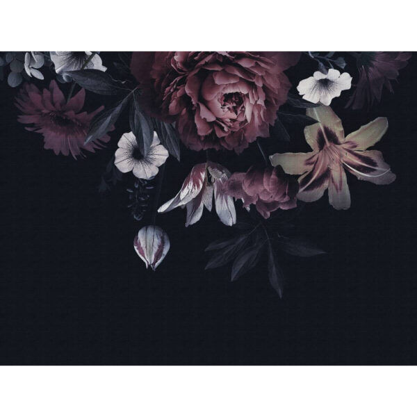 Livingwalls Fototapete Floral rot weiß schwarz B/L: ca. 280x371 cm