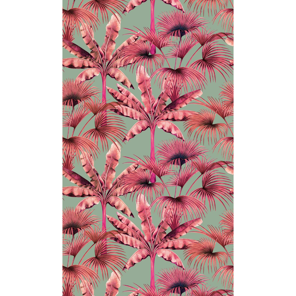 Livingwalls Fototapete Palmenblätter pink rosa blau B/L: ca. 280x159 cm