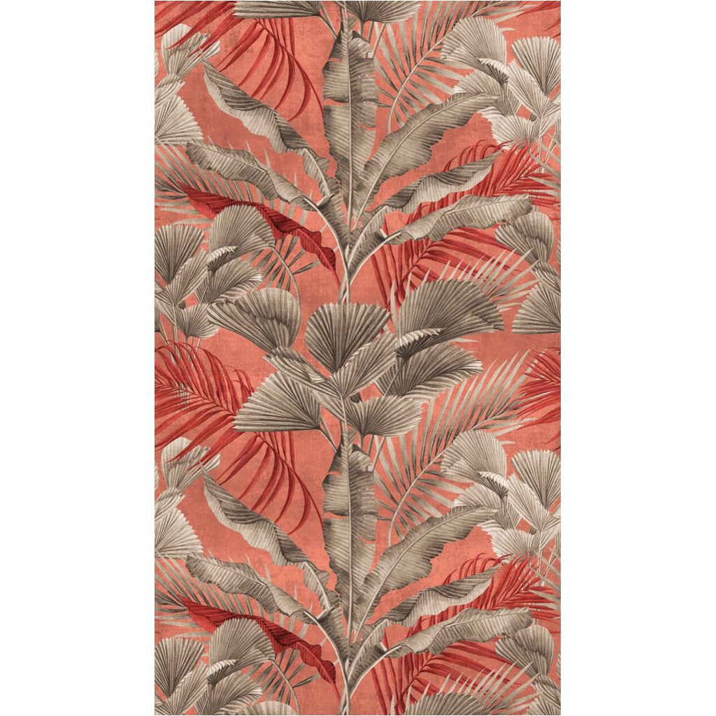 Livingwalls Fototapete Blätter grau rosa rot B/L: ca. 280x159 cm