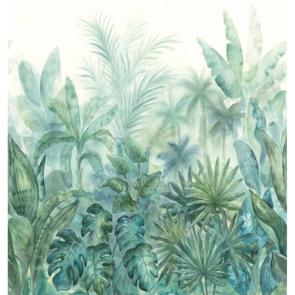 Livingwalls Fototapete Dschungel blau grün creme B/L: ca. 280x265 cm Livingwalls Fototapete Dschungel blau grün creme B/L: ca. 280x265 cm