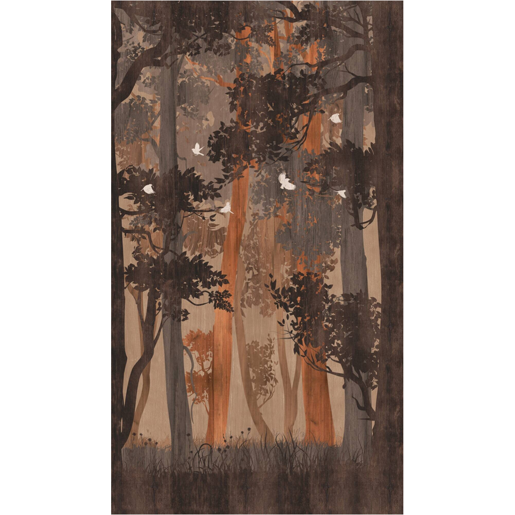 Livingwalls Fototapete Wald orange beige blau B/L: ca. 280x159 cm