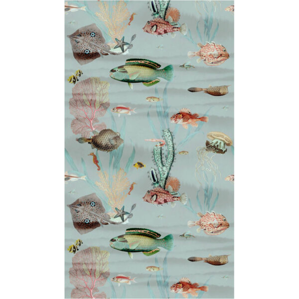 Livingwalls Fototapete Fische blau bunt rosa B/L: ca. 280x159 cm