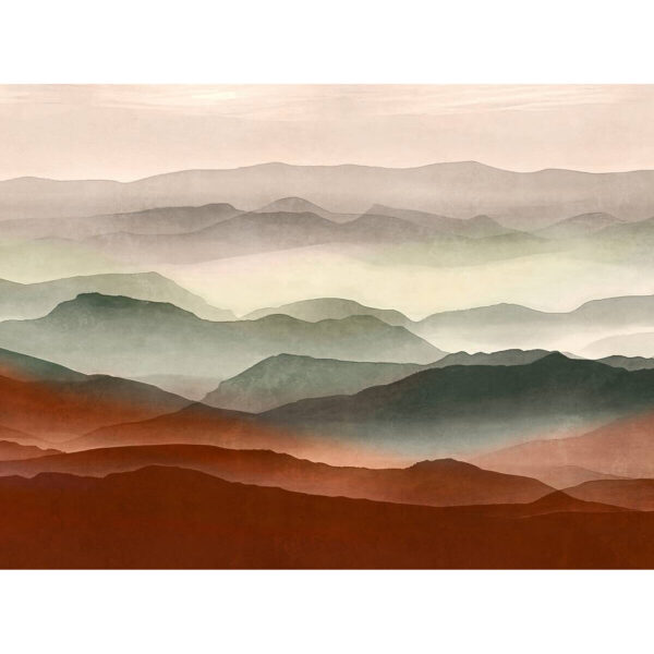 Livingwalls Fototapete Landschaft violett rot grün B/L: ca. 280x371 cm