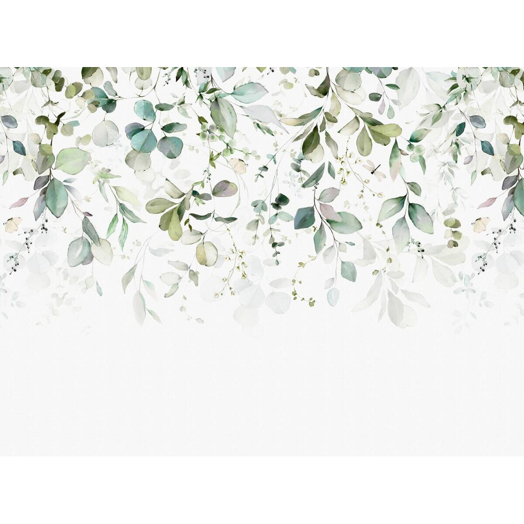 Livingwalls Fototapete Floral blau grün weiß B/L: ca. 280x371 cm
