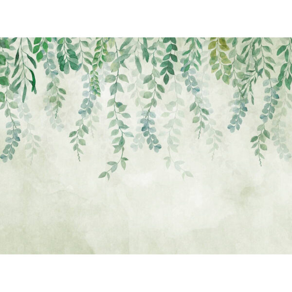 Livingwalls Fototapete Blätter creme blau grün B/L: ca. 280x371 cm