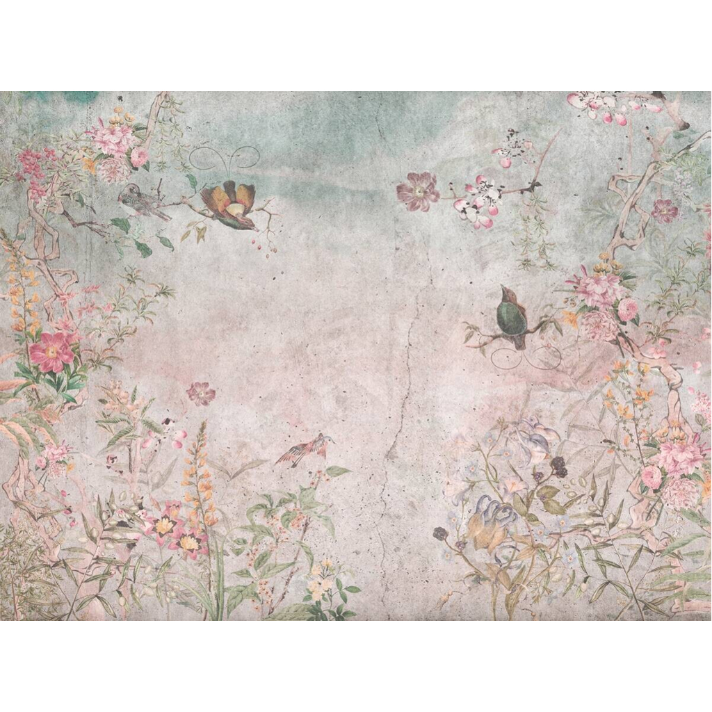 Livingwalls Fototapete Blumen bunt grau blau B/L: ca. 280x371 cm