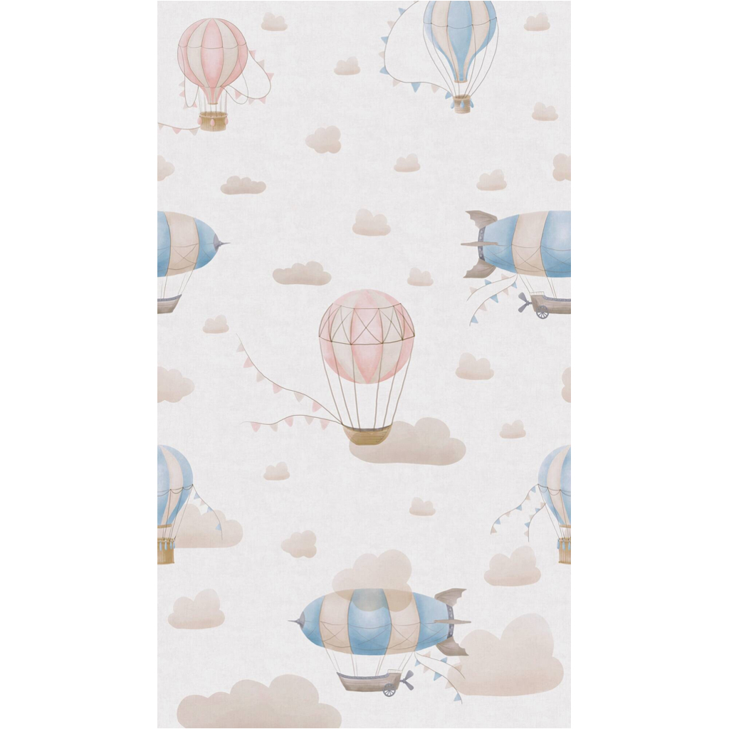 Livingwalls Fototapete Heißluftballon rosa creme blau B/L: ca. 280x159 cm