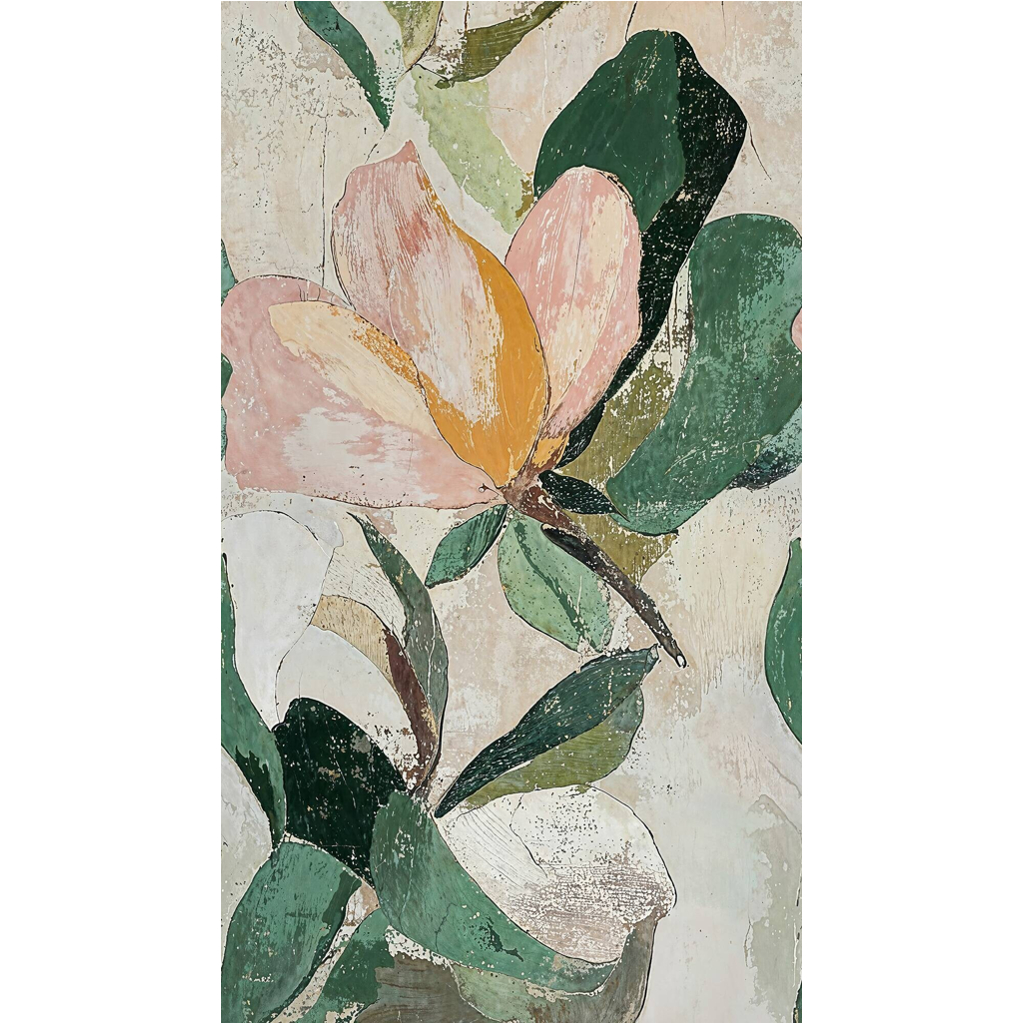 Livingwalls Fototapete Floral grün beige rosa B/L: ca. 280x159 cm