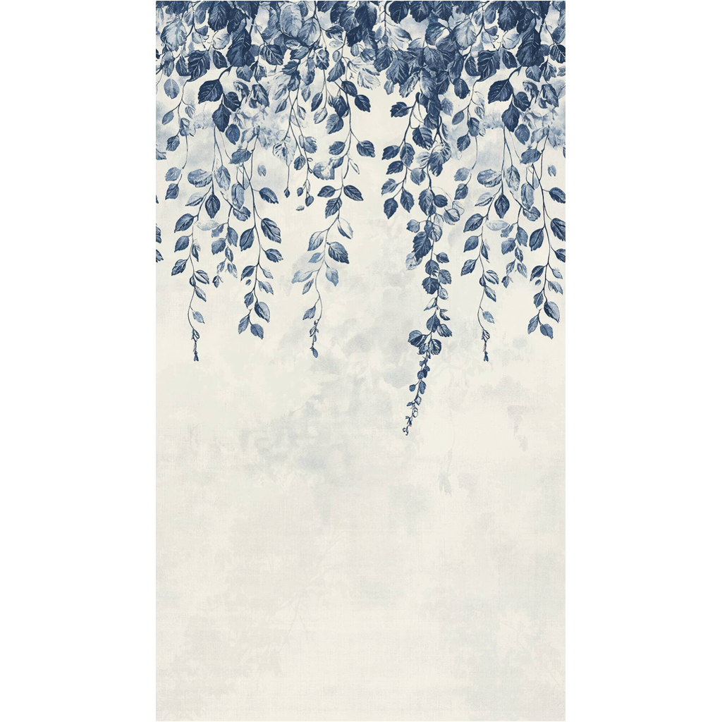 Livingwalls Fototapete Blätter creme weiß blau B/L: ca. 280x159 cm
