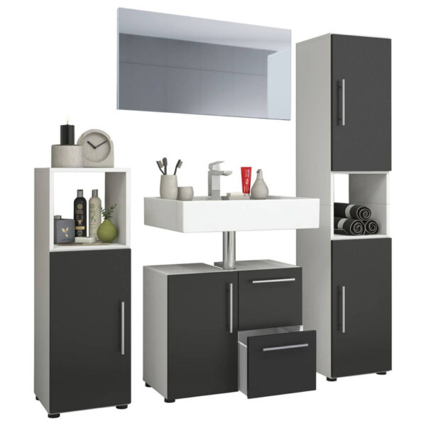 4051814367854 Badezimmer-Set Flandu
weiß schwarz B/H/T: ca. 61x51x32 cm