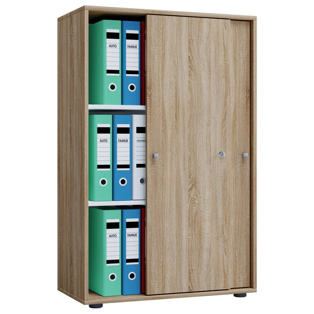 VCM Möbel Büroschrank Lona XL mit Schiebetüren Eiche Sonoma Nachbildung weiß B/H/T: ca. 70x110x37 cm