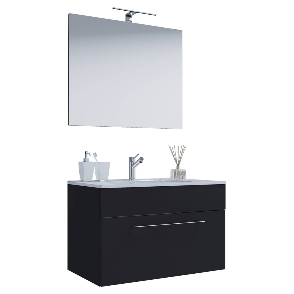 Waschplatz 3tlg-Badinos schwarz B/H/T: ca. 60x17x46 cm