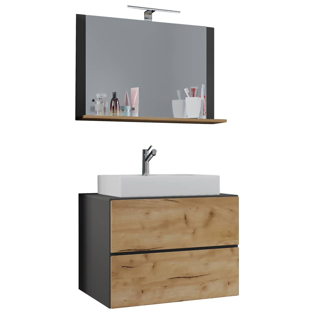Waschplatz 3tlg-Lendas
weiß Eiche Honig Nachbildung anthrazit B/H/T: ca. 60x52x52 cm