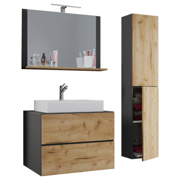 Waschplatz 4tlg-Lendas
anthrazit Eiche Honig Nachbildung weiß B/H/T: ca. 60x52x52 cm