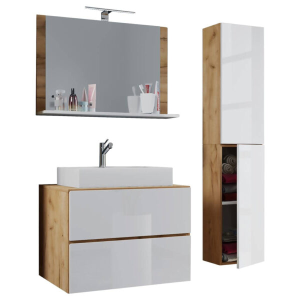 Waschplatz 4tlg-Lendas
weiß weiß Eiche Honig Nachbildung B/H/T: ca. 80x52x52 cm