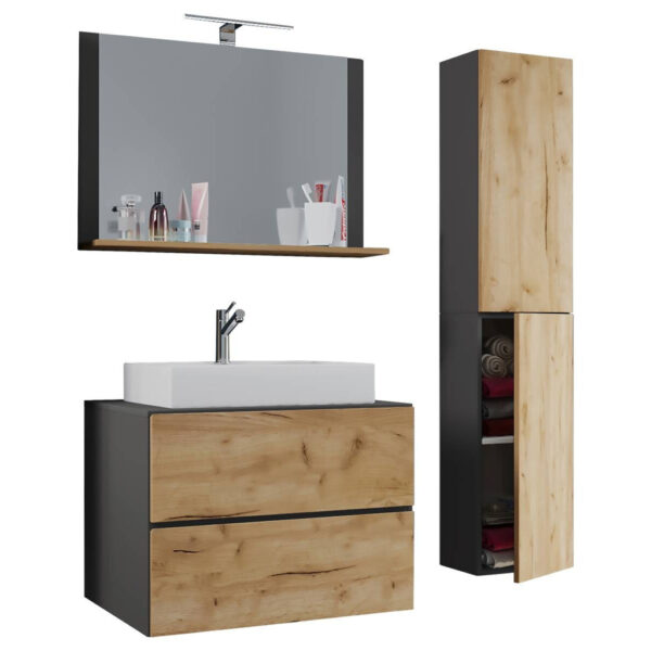 4051814385889-1 Waschplatz 4tlg-Lendas
weiß anthrazit Eiche Honig Nachbildung B/H/T: ca. 80x52x52 cm