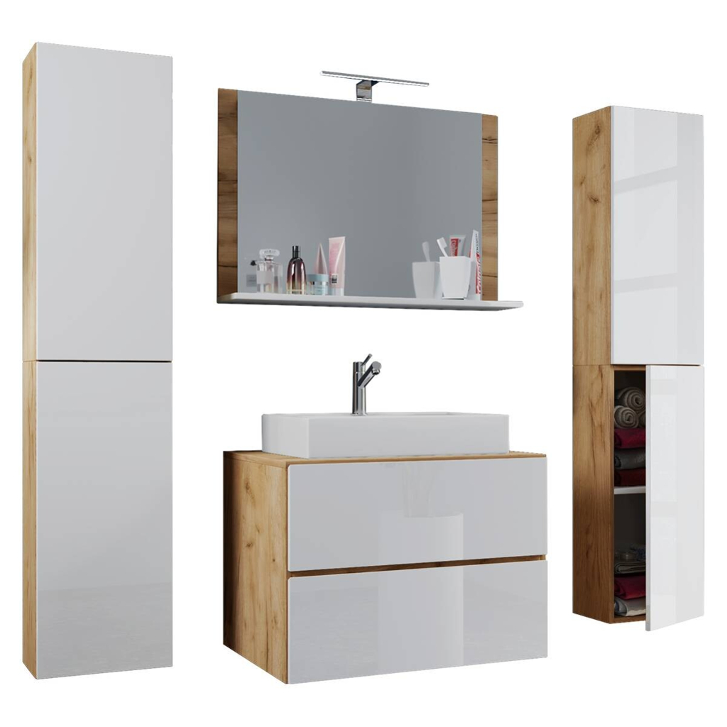 Waschplatz 5tlg-Lendas
weiß Eiche Honig Nachbildung weiß B/H/T: ca. 80x52x52 cm