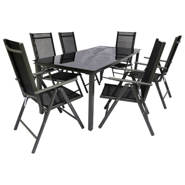 VCM Gartensitzgruppe schwarz Aluminium B/H/T: ca. 189x76x90 cm