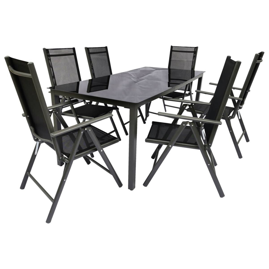 VCM Gartensitzgruppe schwarz Aluminium B/H/T: ca. 189x76x90 cm