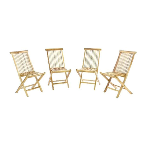 VCM Gartenstuhl 4er Set braun Teakholz B/H/T: ca. 46x89x62 cm