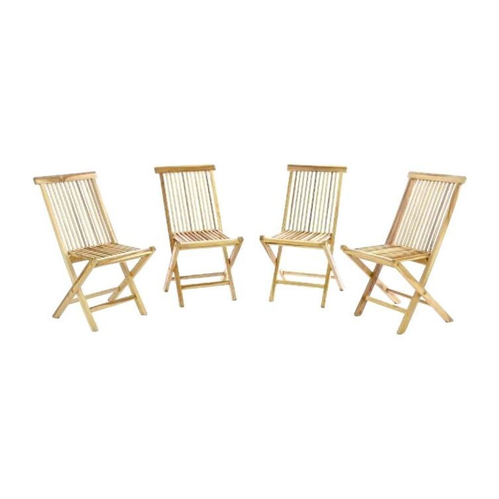 VCM Gartenstuhl 4er Set braun Teakholz B/H/T: ca. 46x89x62 cm