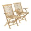 VCM Gartenstuhl 2er Set hellbraun Teakholz B/H/T: ca. 57x89x62 cm