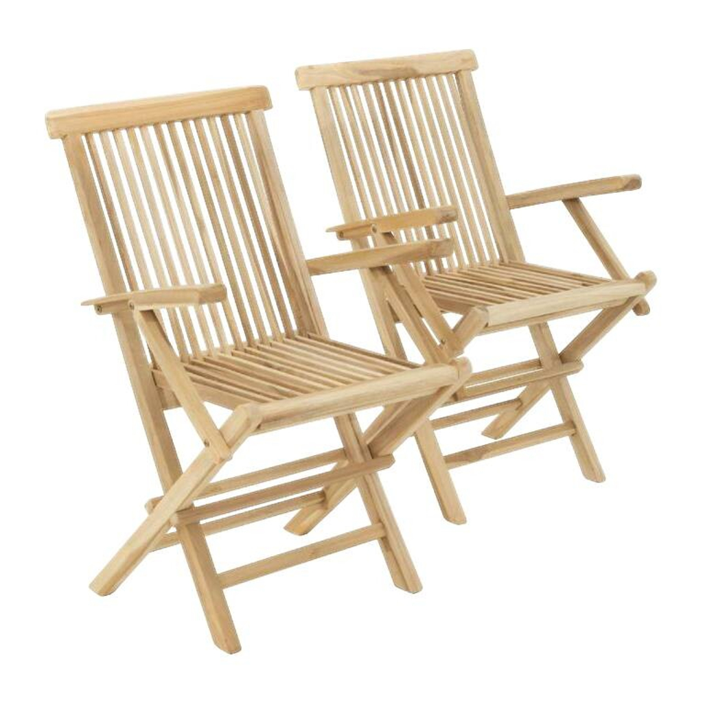 VCM Gartenstuhl 2er Set hellbraun Teakholz B/H/T: ca. 57x89x62 cm