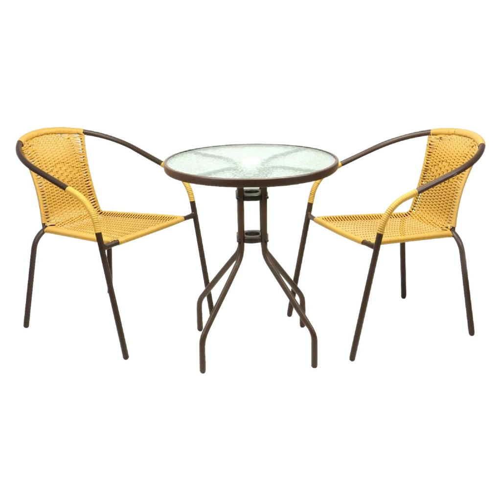 VCM Balkon-Set beige Polyrattan B/H/T: ca. 53x73x60 cm